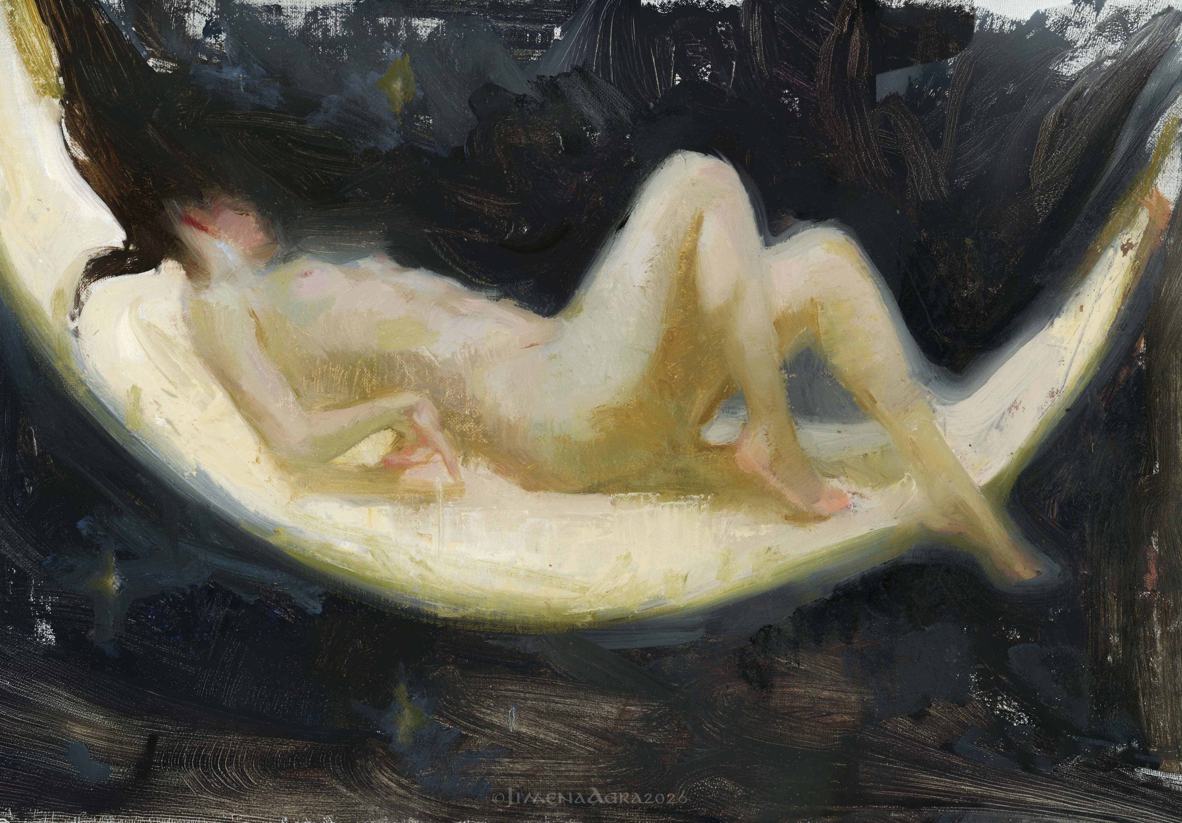 A Nap on the Moon painting
